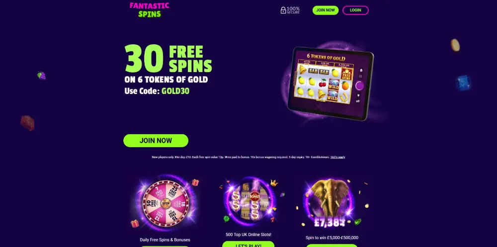 Fantastic Spins Casino desktop view