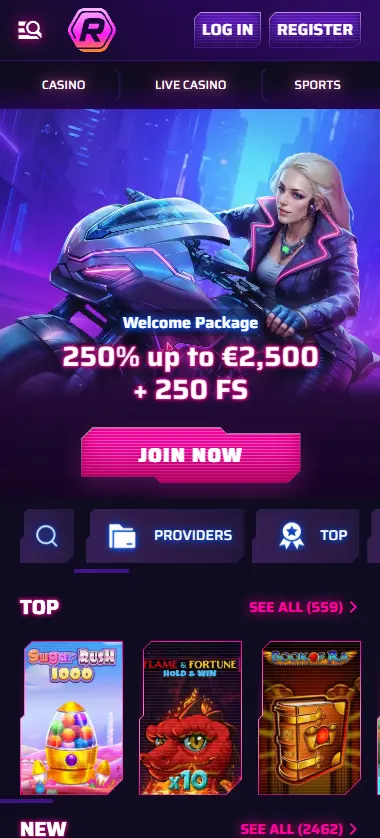 Roby Casino mobile view