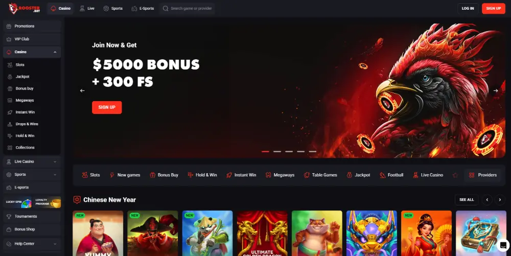 Rooster Bet Casino desktop view